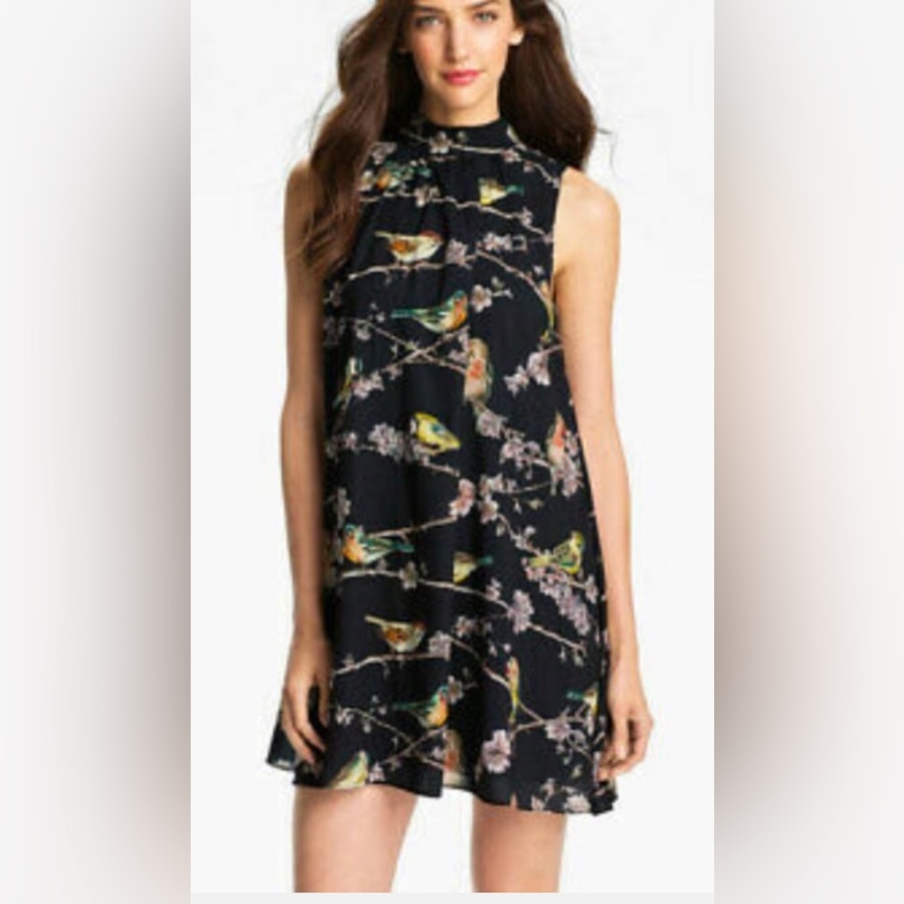 Ted Baker beaded bird-print swing mini dress